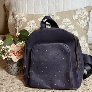 Cynthia Rowley Blue and Gold Compact Backpack Purse with Rounded Edges